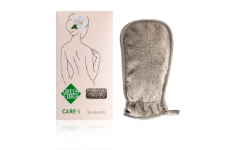 Green Fiber CARE 5, scrub mitt Scrubbing mitten for the shower gray